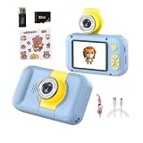 [FOTOS DE 12MP Y VIDEOS 1080P HD] La camara de fotos infantil con una pantalla de 2.4 pulgadas nos permite realizar fotos de gran calidad, permite fotos de 12MP y videos de 1080P HD. Cargamos la cámara y insertamos la tarjeta micro SD de 32gb (incluida) para empezar a capturar y grabar sus fotos o videos. Tan solo conecte el cable (incluido) al ordenador podrá transferir sus fotos y videos.