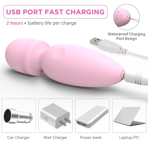 Image of Fuwyiy Mini Massager Tools,Small Waterproof Cordless Handheld Massager with 10 Vibration Modes, Personal Handheld Massager for Back(Pink)