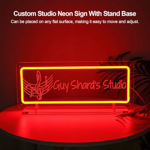 Image of Personalized Studio Neon Sign,Customizable Dimmable Acrylic Name Music LED sign for Music Room, Recording Studio, Gift for Musicians Audiophiles Enthusiasts