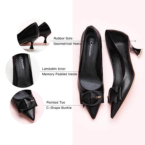 C.Paravano Women's Pumps | Low Heel Designer Shoes | Kitten Heels Womens Short Heels |for Business Lunches, Client Dinners,Cocktail Receptions4