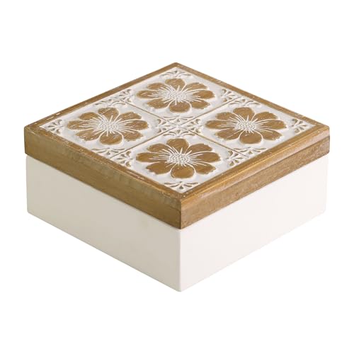 Synovana Wooden Keepsake Box - Decorative Floral...