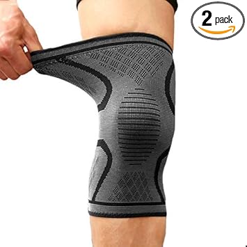 Leosportz (1 pair) Knee Sleeve, Compression Fit Support -for Joint Pain and Arthritis Relief, Improved Circulation Compression - Wear Anywhere - image, photos