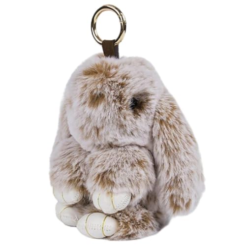 BEAHING Llavero de conejito esponjoso, suave lindo llavero de conejito relleno accesorio de colgante de llave de peluche para mujeres