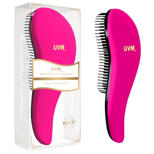 Brosse à cheveux démêlante pour femmes, filles et enfants – Faites glisser la brosse démêlante pour cheveux mouillés, fins, bouclés, épais et afro (Rose Rouge)