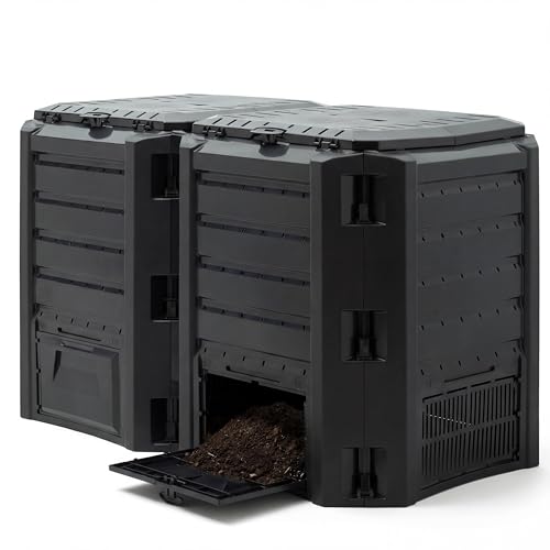 DEUBA® Komposter 800L 135x72x83cm witterungsbeständig Deckel klappbar Gartenkomposter Thermokomposter Schnellkomposter