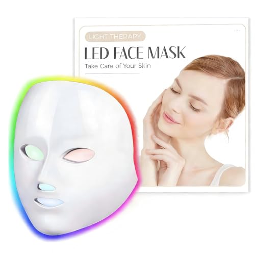 LED Face Mask Light Therapy, Red Light Therapy Mask with 7 Colors...