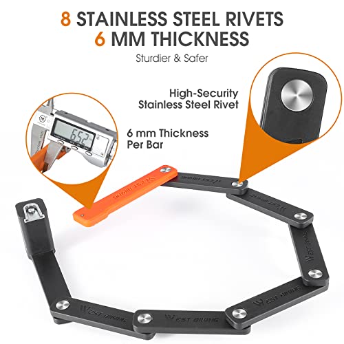 Anggoer Compact Folding Bike Lock With 3 Keys, 2.06 Ft Anti Theft Security Bicycle Locks, Super Strong Bike Foldable Lock, Bicycle Security Chain Lock With Bracket For Electric Bikes/Scooters #TOP4