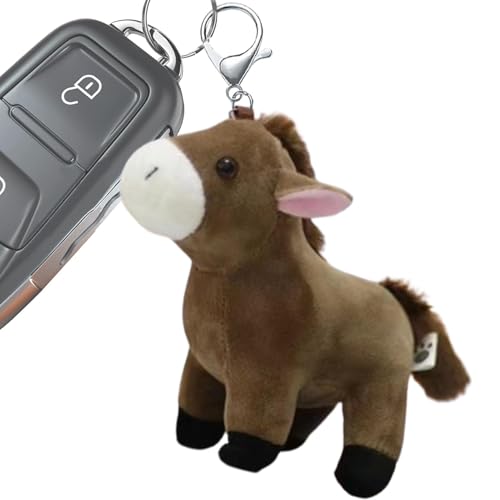 Baclety 漫画のぬいぐるみキーチェーン、ぬいぐるみ動物のキーチェーン - ぬいぐるみペンダント漫画のぬいぐるみ馬キーホルダーペンダント - 車のキー、携帯電話、バックパック、バッグ用の多機能キーホルダー装飾。