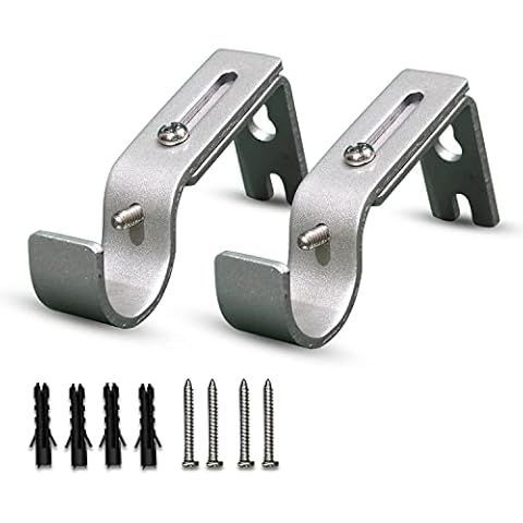 QualityDen Adjustable Curtain Pole Brackets Set Cover