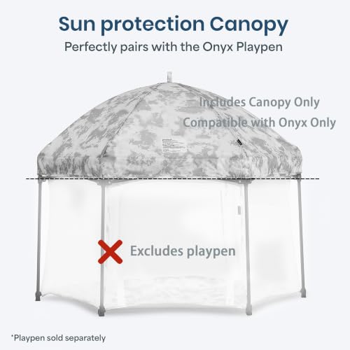 Image of Dream On Me Onyx Playpen Canopy Top, Sun Shade that Blocks Up to 98% UVA /UVB Rays, Breathable Mesh, Removable Tent Top Accessory for Onyx Playpen, Storm Grey