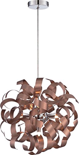 Quoizel RBN2817SG Ribbons Curved Metal Pendant Ceiling Lighting, 5-Light, Xenon 200 Watts, Satin Copper (17"H x 17"W) Quoizel RBN2817SG Ribbons Curved Metal Pendant Ceiling Lighting, 5-Light, Xenon 200 Watts, Satin Copper (17"H x 17"W)