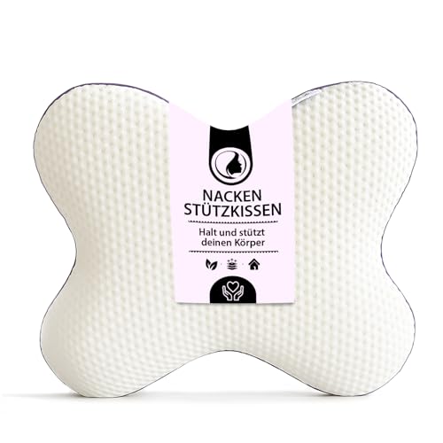 MaxxGoods orthopädisches Schmetterlingskissen aus Memory Foam + Kissenbezug - Kopfkissen ergonomisch - Nackenstützkissen atmungsaktiv für Seitenschläfer, Rückenschläfer, Bauchschläfer - für Allergiker