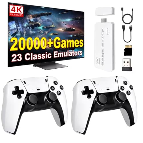 Hihting M15 Retro Gaming Konsole, Retro Spielekonsole, Game Stick, 4K HD Re-TRO Gam-ing Konsole, Tragbare Video Simulator Gaming Kon-Sole, Integrierte 20.000+ Klassische Spiele