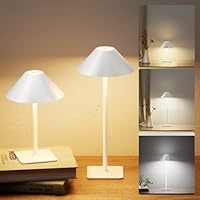 JACKYLED Tischlampe kabellos – Tragbare LED Tischlampen mit 3 Lichtfarben & Dimmfunktion, 5000mAh Akku Tischlampe, 7 Höhenstufen, Vollmetall Tischleuchte kabellos für Innen- Außenbereiche (2 Stk.)