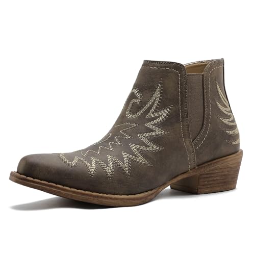 Image of GLOBALWIN Women's Cowgirl Boots Pull On Ankle Booties