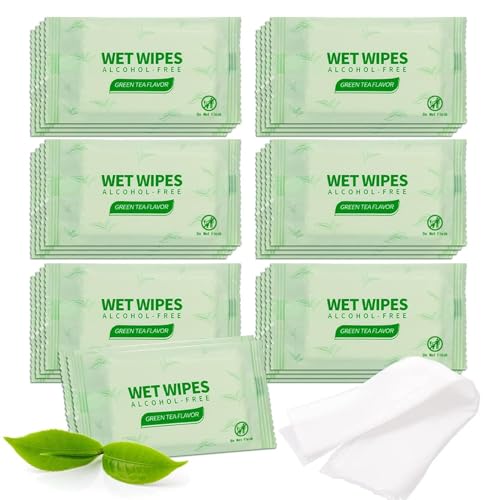Gisdo 300 Pack Green Tea Wet Wipes Bulk for Homeless, Clean Face Hands Quickly, Green Tea Wet Wipes Bulk for Homeless, Perfect for Hiking Camping Travel Outdoor