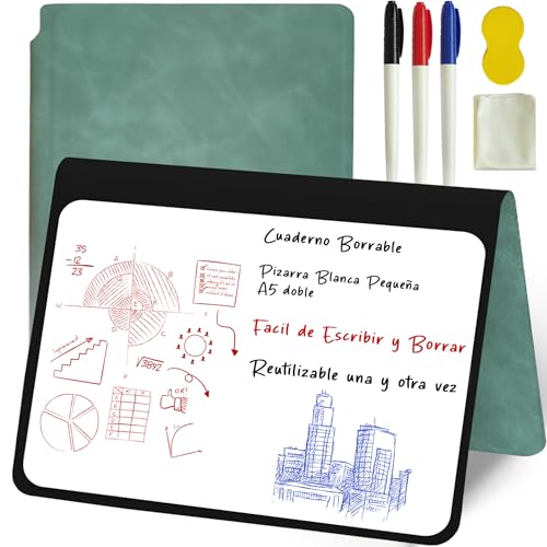 KOOTEC® Pizarra Blanca Pequeña + 3 Rotuladores de Colores + Borrador y Paño Suave | Pizarra Borrable Ideal para Oficina y Notas Rápidas.