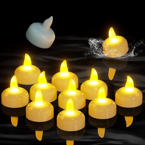 Image of Coku Flameless Floating LED Candles, Waterproof Water Sensor Tealight Diyas, Battery Operated Decorative LED Tea Lights for Diwali, Wedding, Christmas & Home Decoration (Warm White, Pack 12)