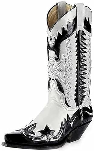Men's Knight Boots, Embroidered Biker Boots, Vintage Knee High Boots, Western Cowboy Style, Pointed Toe Motorcycle Boots