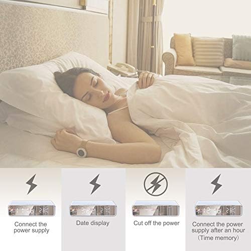 Fousamax Wireless Charging Alarm Clock, 2-in-1 Modern Digital Alarm Clock with Qi Wireless Charger and Thermometer, for iPhone 8, 8 Plus, X, XS, XR & All Qi Charging Enabled Devices