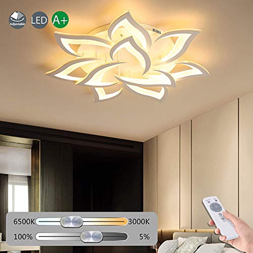 Preisvergleich Produktbild Blume Kreative Deckenlampe LED Deckenleuchte Innen Decken Beleuchtung Für Schlafzimmer Wohnzimmer Mit Fernbedienung Küche Esszimmer Weiß Acryl Lampenschirm Dekorative Dimmable Lampe