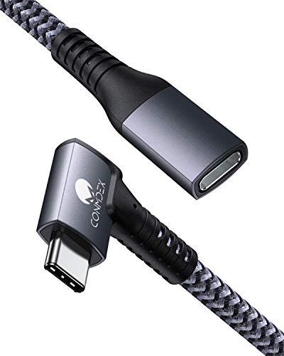 USB C Extension Cable, Conmdex 3.3Ft/1M Right Angle 90 Degree 3.2 Gen2 10Gbps Male to Female Type-C Extender Cord for iPhone 13/12 Wireless Charger MacBook Pro/Air, iPad Pro 2020 and More