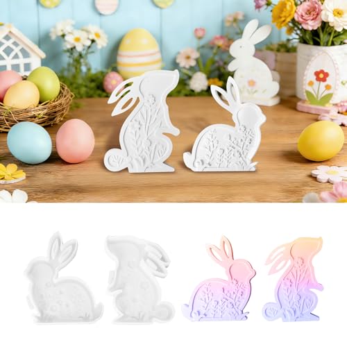 Stampo in Silicone per Pasquale, 3D Coniglio Stampi In Silicone per Pasqua, Stampo Uovo di Pasqua Coniglietto, per Realizzare Candele, Saponi, DIY Conigli Uovo Regali di Pasqua (coniglietto fiore)