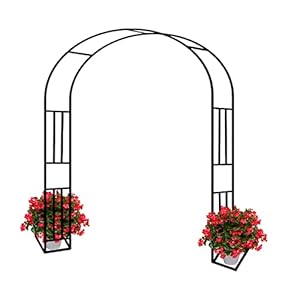 Grote Romantische Tuinboog, 2,4m Hoge Metalen Rozenboog, Voor Brede 220/240/260cm Klimplant Prieel Bloemenstandaard, Zwart/wit/groen (Kleur : Zwart, Maat : W:180cm x H:240cm)
