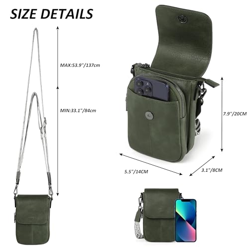 Image of TANTOMI Small Crossbody Bags for Women, Small Purses with Card Slots Phone Purse Wide Adjustable Strap (Dark Green)