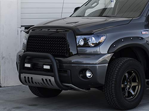 Image of Armordillo USA 7142176 Classic Bull Bar Fits 2005-2011 Dodge Dakota - Matte Black W /Aluminum Skid Plate