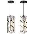 Aoceley Black Pendant Lights Modern Pendant Light Fixture, Mini Crystal Pendant Ceiling Light, Pendant Light for Kitchen Island, Dinning Room, Bedroom, Kitchen Sink Lighting (2-Pack)