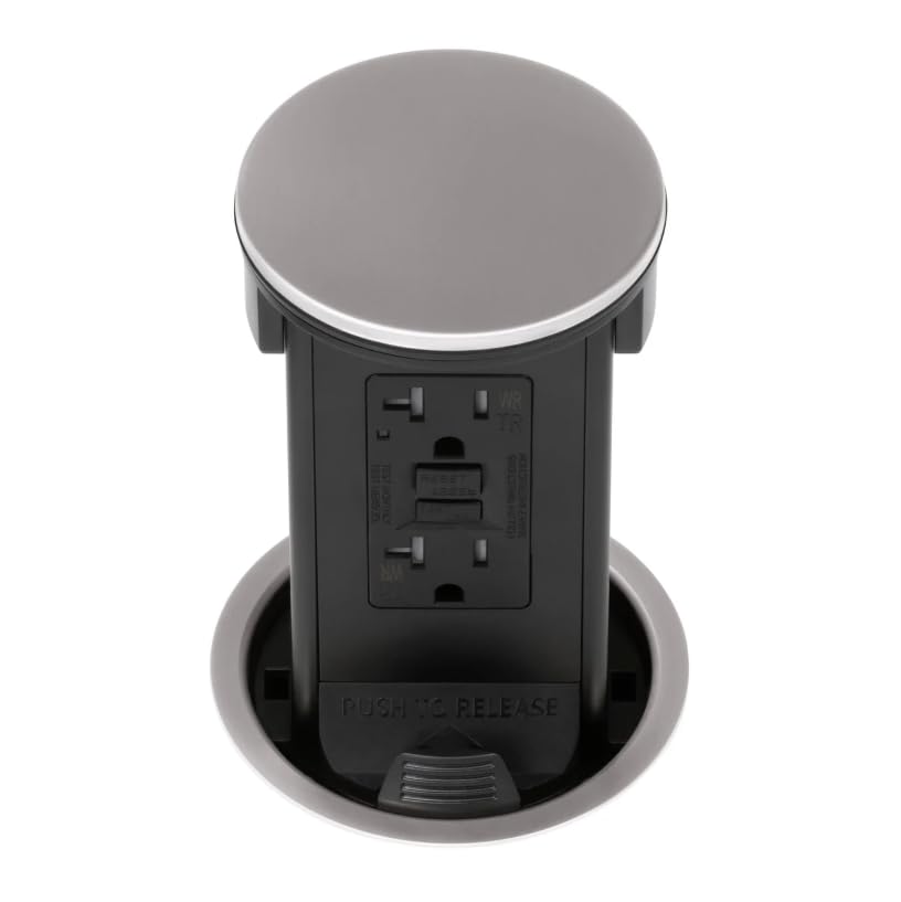 Lew Electric Round Kitchen Pop Up Outlet (2 PWR | 2 USB, Stainless)