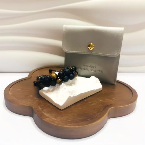 Triple Protection Bracelet, Healing Crystals Tigers Eye Black Obsidian Lava Stone 8mm Beads Bracelet for Men Women, Elastic Adjustable Crystal Jewelry Stone Bracelets Gifts for Men Women, Spiritual Healing( Exquisite Box/ Pouch) — view 2