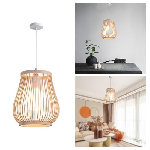 Lámpara colgante de bambú natural y techo para decoración de cafetería 4