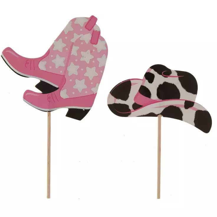 Show-Offs Cowgirl Boots and Hats Cupcake Topper - Decorate 24 Party Cupcakes with Colorful Picks, 2339026
