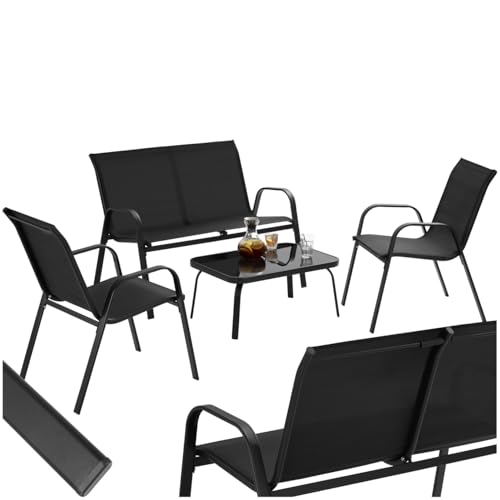 tectake® Salon de Jardin Extérieur 4 Personnes Ensemble Canapé 2
