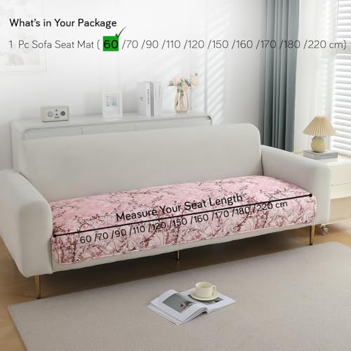 Image of HOKIPO Printed Waterproof + Anti-Slip + Quick Dry Sofa Seat Mats, Blossom Flower Pink - Length 60cm (AR-5229-P5)
