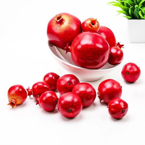Meiwlong15Pcs Artificial Pomegranates Fake Fruits Foam Plastic Pomegranates Decorations Faux Simulation Pomegranates Decor Home House Kitchen Party Wedding Decoration - Thumbnail 5