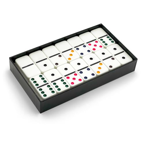 Double 6 Domino Jumbo con Puntos de Color 8.25 pulg