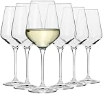 KROSNO Large White Wine Glasses | Set of 6 | 13.2 oz | Avant-Garde Collection | Crystal Glass | Perfect for Home, Restaurants and Parties | Dishwasher Safe