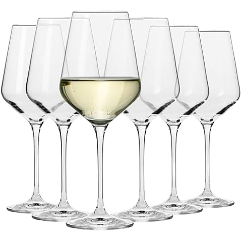 Krosno Large White Wine Glasses Set of 6, 13.2 oz, Avant-Garde Collection, Crystal Glass,Long Stem Wine Glasses for Wines and Cocktails, Glass Set for All Occasions, Dishwasher Safe, Made in Europe Cover