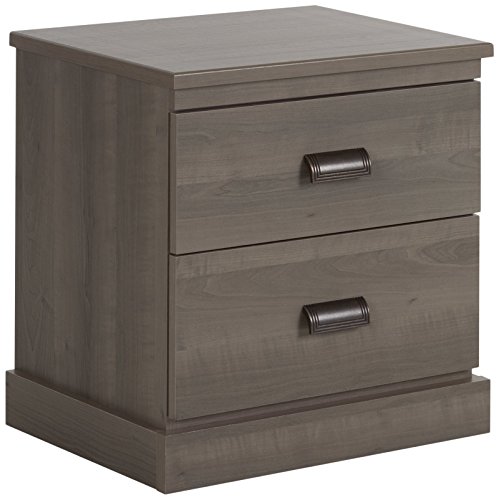 South Shore Gloria 2-Drawer Nightstand, Gray Maple with Brass Finish Handles