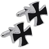 tumundo® 2 Manschettenknöpfe Kreuz Etui Hemd Anzug Krawatte Orden Cufflinks Edelstahl Herren Silbern Business