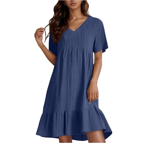 Sommer Kleider Damen Sommerkleid midi Outfits Kleid große größen Knielang Sundress hängerchen chiffonkleid Langarm
