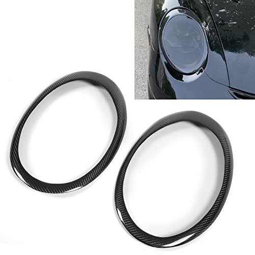 Astibym Capa de acabamento de farol, moldura da lâmpada frontal do carro, boa proteção, fibra de car