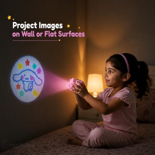 Image of GRAPHENE Cartoon Projection Real Camera Keychain Cute Bell Charm Multicolor Mini Key Ring Bag Tag Car Home Light Projector Toy for Kids 5-10 Years Girls Boys Kitty Birthday Return Gifts (Pack of 2)