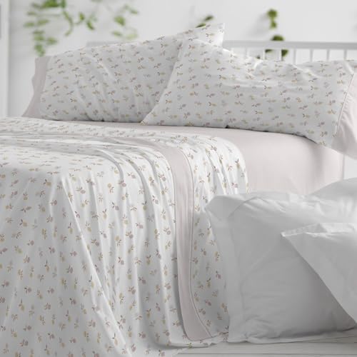 Burrito Blanco | Sábanas de Franela de algodón | Cama de 105cm. (+Medidas Disponibles) | Diseño 578 | Color Nude (105x190/200cm.)