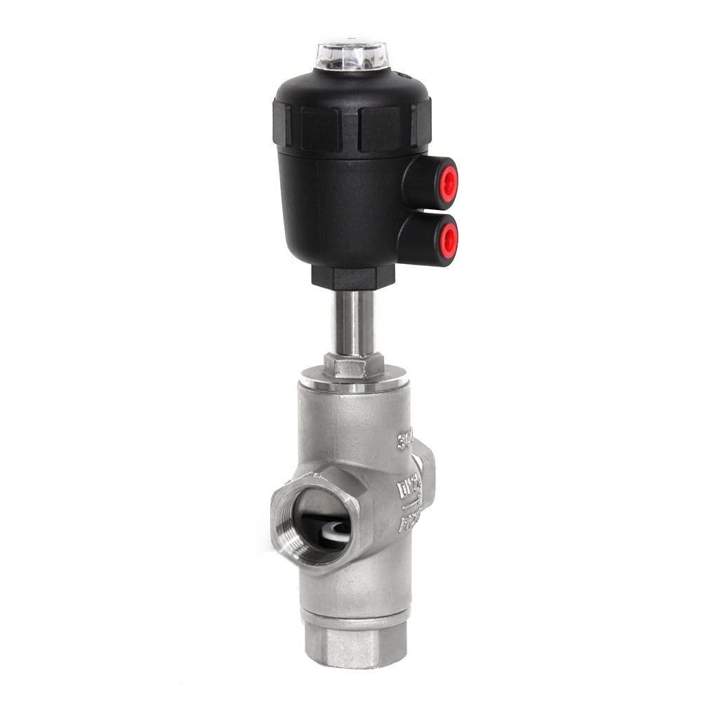 1 szt. Trójnik BSPT Tri Clamp 3-drożny ze stali nierdzewnej 304, pneumatycznie sterowany, kątowy zawór gniazdowy, typ gwintu(DN20,Steel Actuator)