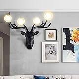 SJHDHDA Moderne LED G4 tête de cerf Applique Salon Salle à Manger Fond Applique Murale Bois Applique Murale Style Rustique métal et résine Applique Murale Inhtsdoor LED, Learned extensively