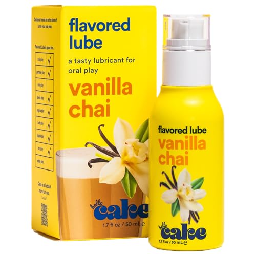 Hello Cake Vanilla Chai Flavored Personal Lubricant - Water-Based Lube - No Aftertaste Easy Clean-Up - Vegan Sugar-Free Gluten-Free & Hormone-Free - 1.7 fl oz